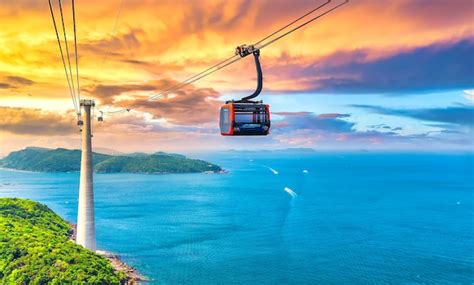 Premium Photo | View of longest cable car ride in the world, phu quoc island, vietnam, sunset ...