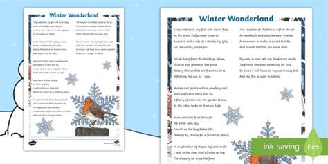 KS2 Winter Wonderland Poem - Christmas, Poem, Poetry