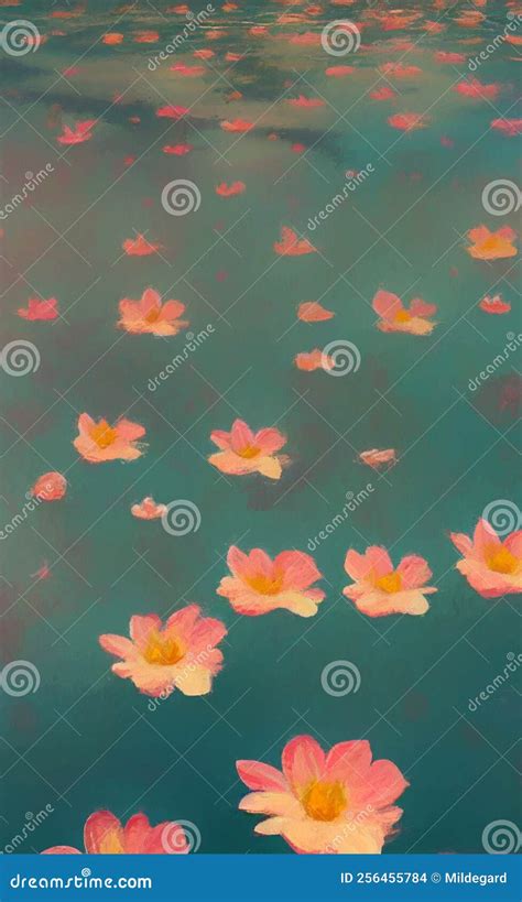 Floating Flowers - Digital Art Stock Illustration - Illustration of landscape, retro: 256455784