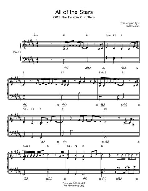 Ed Sheeran All Of The Stars Sheet Music, Notes & Chords | Sheet music ...