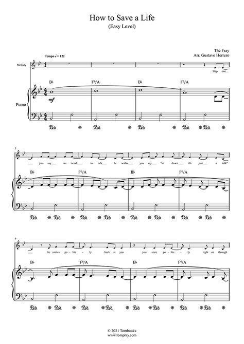 How to Save a Life (Easy Level, Solo Piano) (The Fray) - Piano Sheet Music