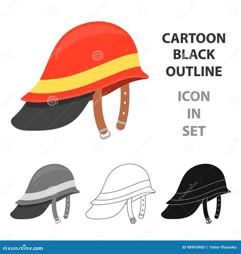 Firefighter Helmet Icon Cartoon. Single Silhouette Fire Equipment Icon ...