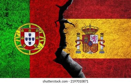 Spain Vs Portugal Flags On Wall Stock Illustration 2197010871 ...