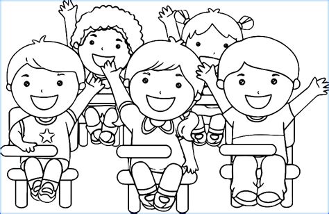 gambar murid-murid pergi sekolah clip art hitam putih - Sue Murray