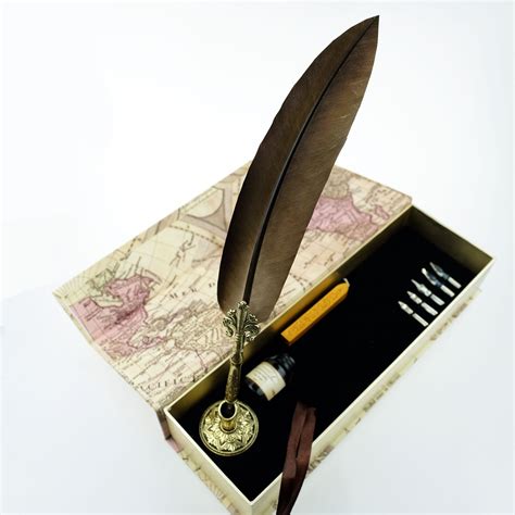 Antique Feather Quill Pen, Calligraphy Quill and Ink Set, Gift for Kid ...