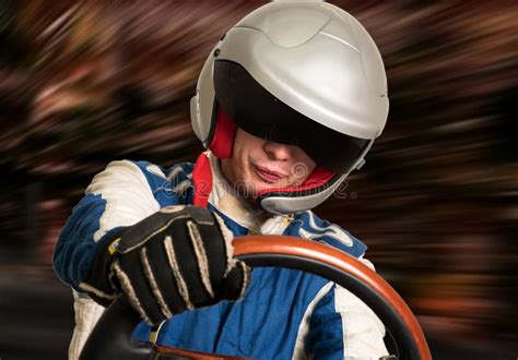 Race Car Driver in the Helmet while Driving. Stock Photo - Image of ...