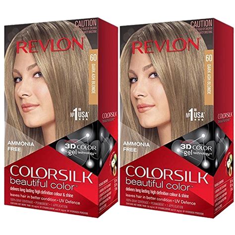 Pack of (2) Revlon ColorSilk Permanent Color, Dark Ash Blonde 60 ...