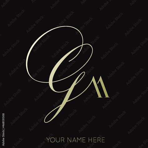 GM monogram logo.Calligraphic signature icon.Letter g and letter m ...