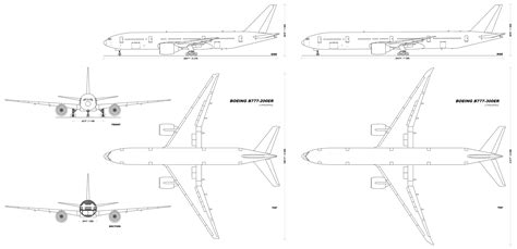 Boeing 777 Blueprint - Download free blueprint for 3D modeling