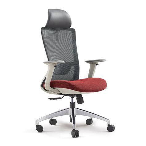 Modern Gray & Red Mesh Office Chair with Swivel & Adjustable Height ...