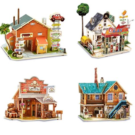 World Sights 3D Wooden House Puzzle American Series Children's Educational Puzzle Toy-in Puzzles ...