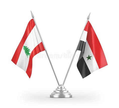 Syria and Lebanon Realistic Flag – Fabric Texture Illustration Stock ...