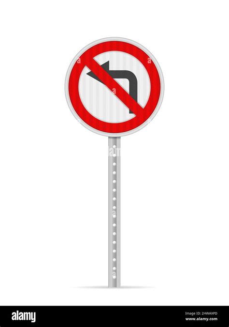 No left turn road sign on a white background. Vector illustration Stock ...