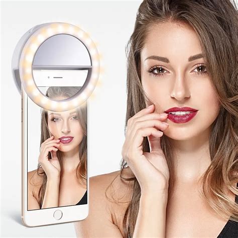 Clip Selfie Ring Light for Photography 36 LED USB Charger Round Shape Makeup Selfie Light For ...