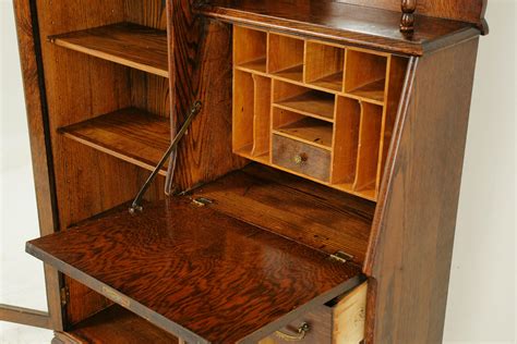 Antique Secretary Desk, Antique Bookcase, Side by Side, Oak, Canada ...