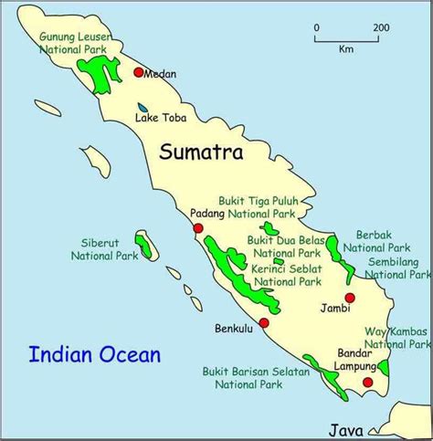 Tropical Rainforest Heritage Of Sumatra Map