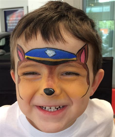 Paw patrol chase face painting by https://spongeblobfacepainting.com/ Face Painting Themes, Paw ...