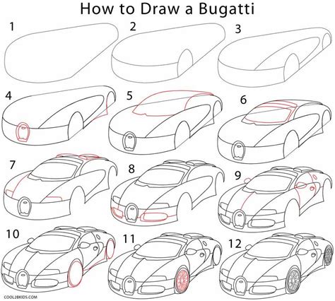 How to Draw a Bugatti Step by Step | Car drawing pencil, Drawing ...