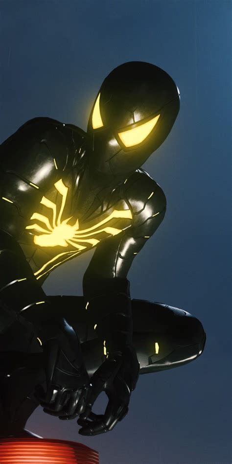 Spider-man, armour, MK II suit, dark, black, 1080x2160 wallpaper Image Spiderman, Spiderman ...