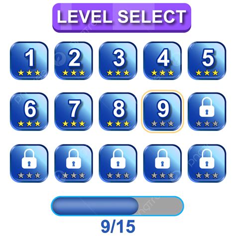 Level Select Vector Design Images, Level Select Blue Theme Game Ui, Light, Controller, Glow PNG ...