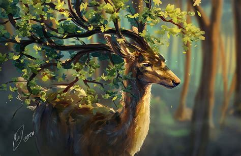 Nature deer, art, fantasy, caprioara, luminos, minea juntura, nature ...