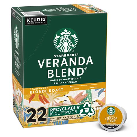 Starbucks Veranda Blend, Starbucks Blonde Roast Coffee, Keurig K-Cup Coffee Pods, 22 Count ...