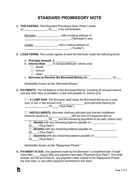 Free Promissory Note Templates - PDF | Word – eForms