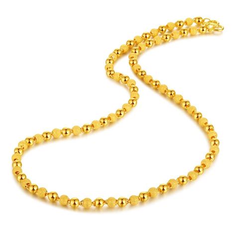 24K Pure Gold Necklace Real AU 999 Solid Gold Chain Nice Smooth Matte ...