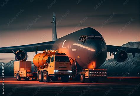 Process of aircraft refueling using a tanker truck connected to the ...