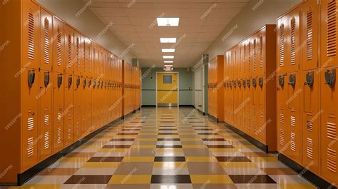 Premium AI Image | Modern Corridor of an American School with Lockers