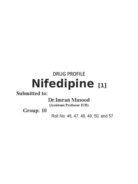 Nifedipine Drug Profile | PDF | Myocardial Infarction | Medical Treatments