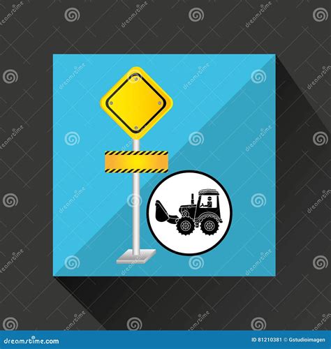 Construction Truck Concept Road Sign Design Stock Vector - Illustration ...