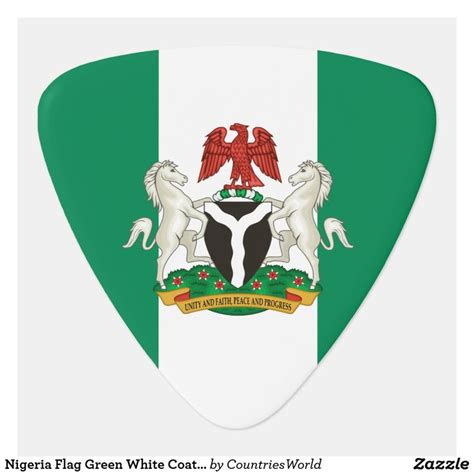 Nigeria Flag Green White Coat Of Arms Guitar Pick | Zazzle | Nigeria ...