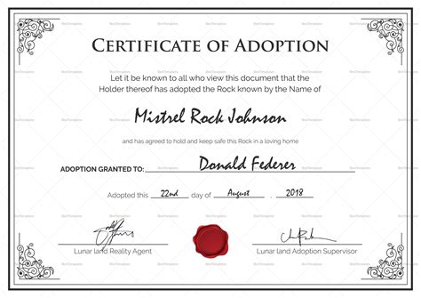 Printable Adoption Certificate