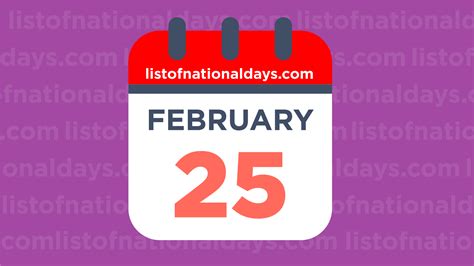 FEBRUARY 25TH: National Holidays,Observances & Famous Birthdays