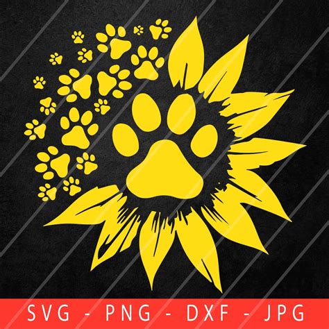 Dog Paw Sunflower Svg