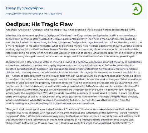 Oedipus: His Tragic Flaw Essay Example | StudyHippo.com