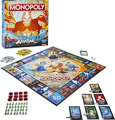 Monopoly: Avatar: Nickelodeon The Last Airbender Edition Board Game for Kids Ages 8 and Up, Play ...