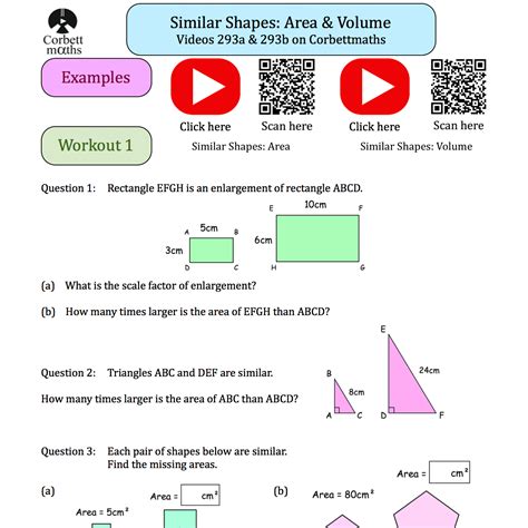 Similar Shapes Area Volume – Corbettmaths