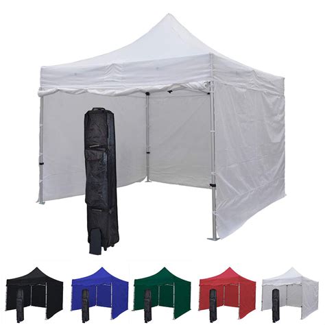 White 10x10 Instant Canopy Tent and 4 Side Walls - Commercial-Grade Aluminum Frame - Water ...