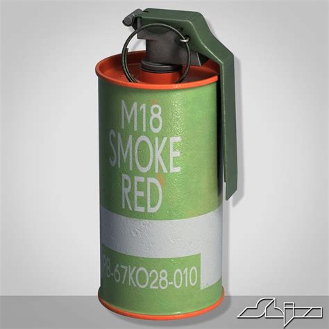 3d model m18 red smoke grenade