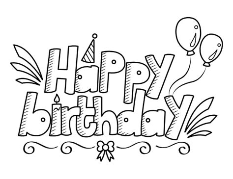 Printable Bubble Letter Happy Birthday Coloring Page