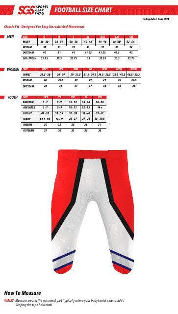 Football Pants Size Chart - Sgs Download Printable PDF | Templateroller