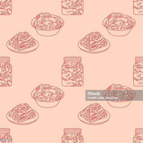 Korean Food Seamless Pattern Kimchi Stock Illustration - Download Image Now - Asia, Backgrounds ...