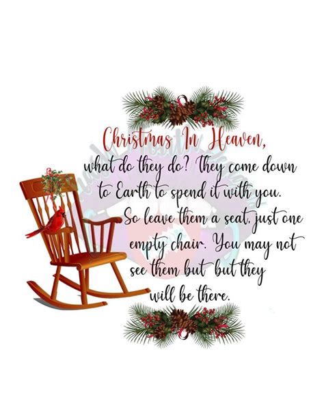 Christmas in Heaven Poem With Rocking Chair and Red Cardinal Sublimation and HTV Print and Cut ...