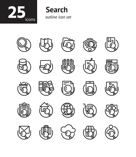 Search outline icon set. Vector and Illustration. 2305795 Vector Art at ...