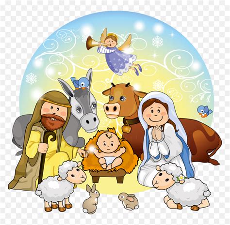 Cute Christmas Nativity Scene Clip Art - Cartoon Christmas Nativity ...