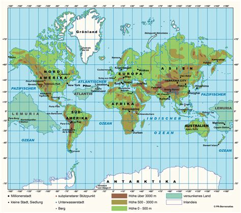 Map showing approximate location of Continent of Mu, also known as Lemuria | Color world map ...