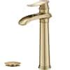 HOMEMYSTIQUE Single Handle Waterfall Vessel Sink Faucet with Pop-Up ...