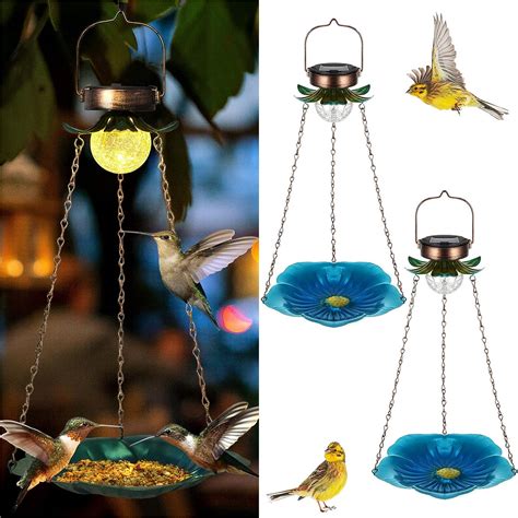 Amazon.com : Meanplan 2 Pieces Hanging Bird Baths and Feeder for ...